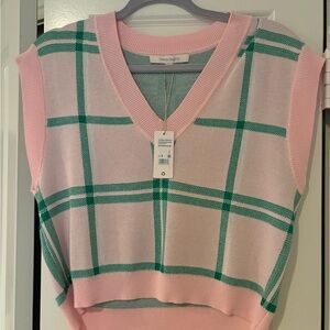 Favorite Daughter Pink and Green Plaid Crop Top